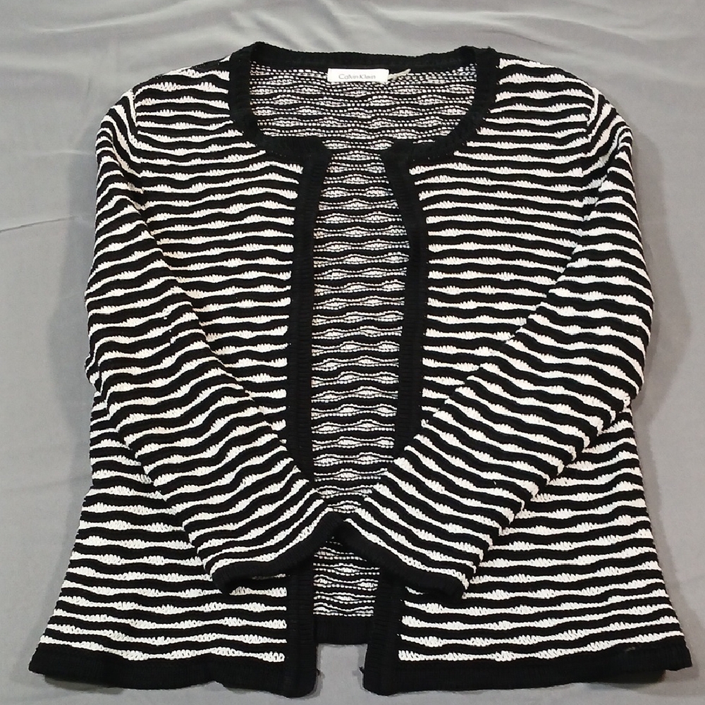 Calvin Klein Black and White Cardigan Sweater